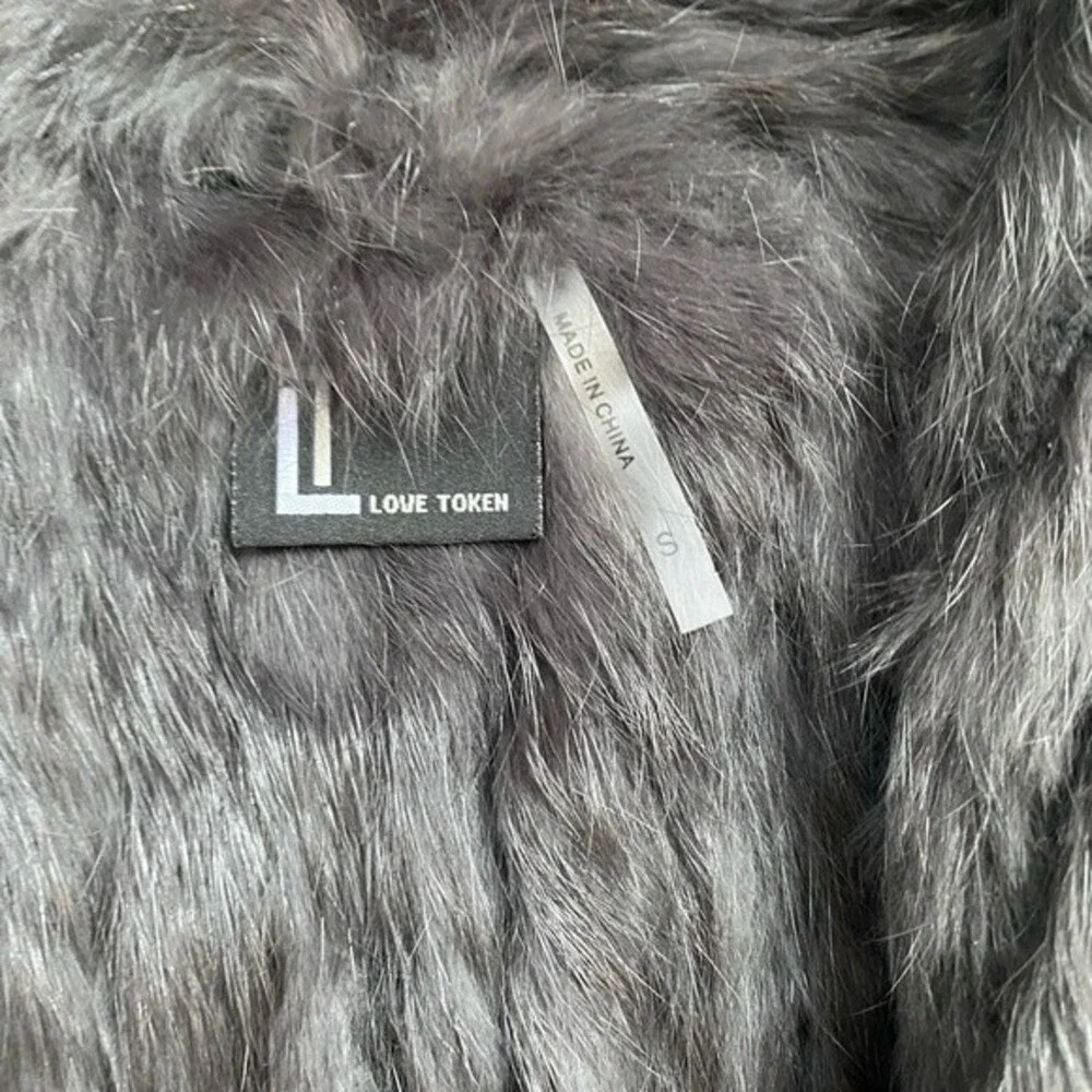 Love Token Genuine Dyed Rabbit Fur Vest In Black - Size S NWOT